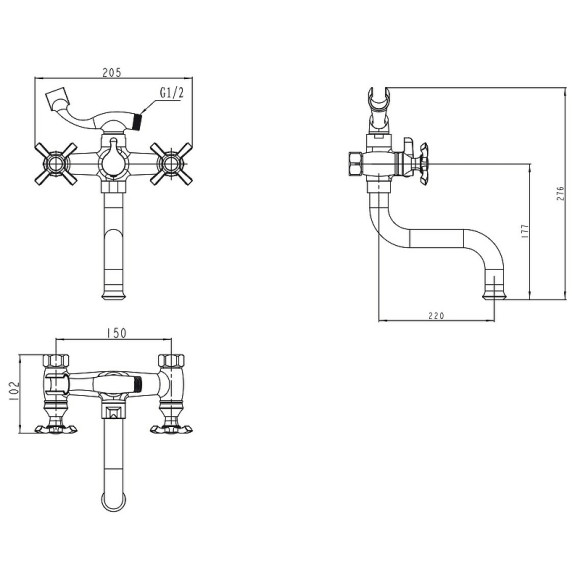Смеситель для ванны Kaiser Carlson Lux 11255 универсальный Хром Смеситель для ванны Kaiser Carlson Lux 11255 универсальный Хром