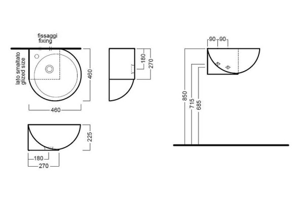 Раковина Hatria You and Me 46 R Y0H701 угловая Белая Раковина Hatria You and Me 46 R Y0H701 угловая Белая