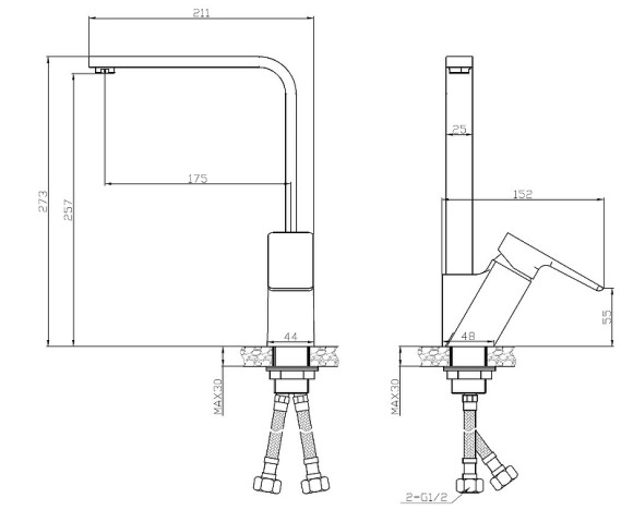 Смеситель для кухни ESKO Berlin BR 519 Хром