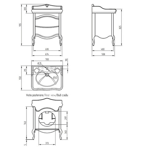 Тумба под раковину Migliore Impero 70 25977 Слоновая кость