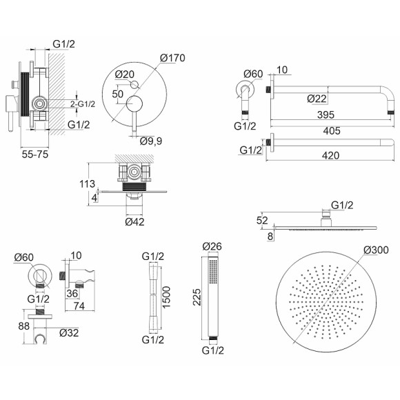 Душевая система Whitecross Y chrome YSET04CR Хром Душевая система Whitecross Y chrome YSET04CR Хром