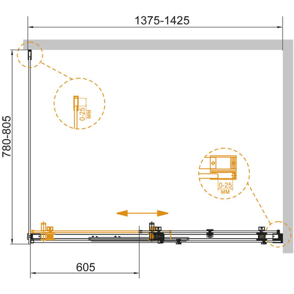Душевой уголок Cezares Stylus-Soft 140x80 STYLUS-SOFT-AH-1-140/80-C-Cr профиль Хром стекло прозрачное