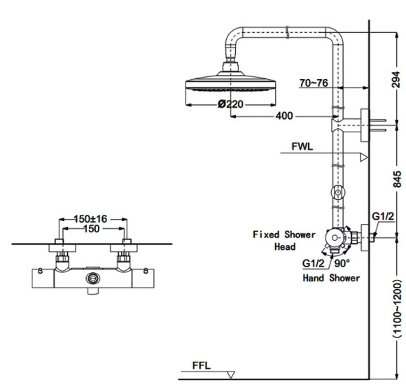 Душевая система Toto Showers TBW01404R с термостатом Хром Душевая система Toto Showers TBW01404R с термостатом Хром