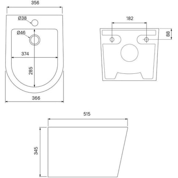 Биде Iddis Calipso CALRB02i82 подвесное Черное матовое