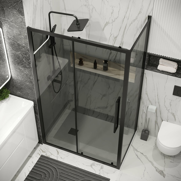 Душевая стенка Grossman Cosmo 80 200.K33.02.80.21.10 профиль Черный матовый стекло тонированное Душевая стенка Grossman Cosmo 80 200.K33.02.80.21.10 профиль Черный матовый стекло тонированное