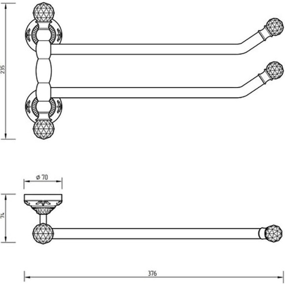 Полотенцедержатель Migliore Cristalia 16810 поворотный Хром с кристаллами Swarovski Полотенцедержатель Migliore Cristalia 16810 поворотный Хром с кристаллами Swarovski