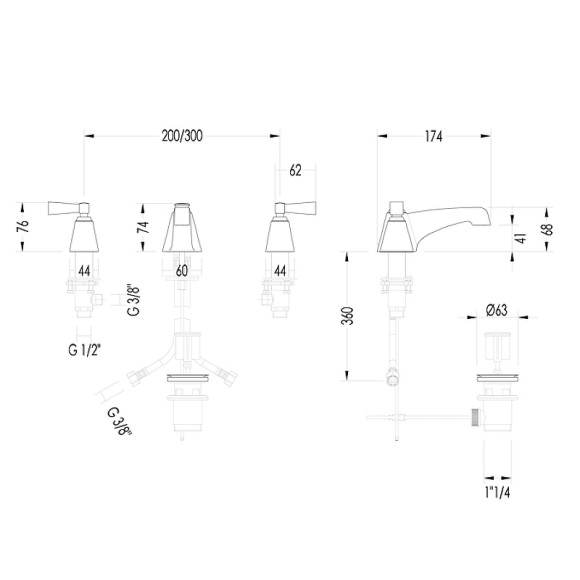 Смеситель для раковины Devon&Devon Vip Time 3VPTIME200CRNE Хром Смеситель для раковины Devon&Devon Vip Time 3VPTIME200CRNE Хром