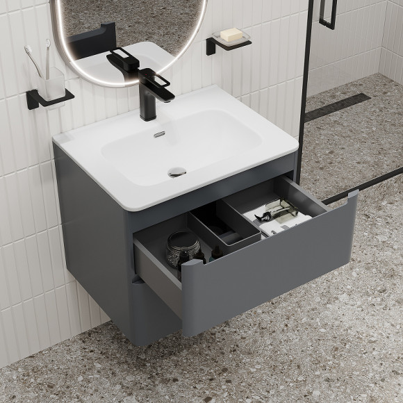 Тумба с раковиной Iddis Edifice 60 EDI60D0i95K подвесная Темно-серая Тумба с раковиной Iddis Edifice 60 EDI60D0i95K подвесная Темно-серая