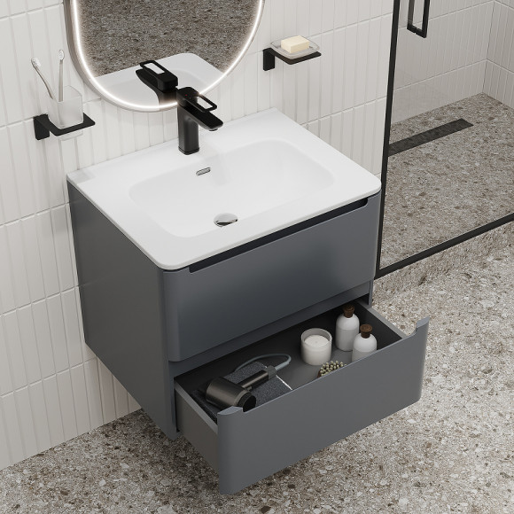 Тумба с раковиной Iddis Edifice 60 EDI60D0i95K подвесная Темно-серая Тумба с раковиной Iddis Edifice 60 EDI60D0i95K подвесная Темно-серая