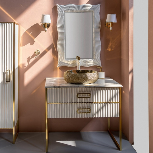 Тумба под раковину Boheme Armadi Art Monaco 80 867-080-WG Белая глянец Золото Тумба под раковину Boheme Armadi Art Monaco 80 867-080-WG Белая глянец Золото