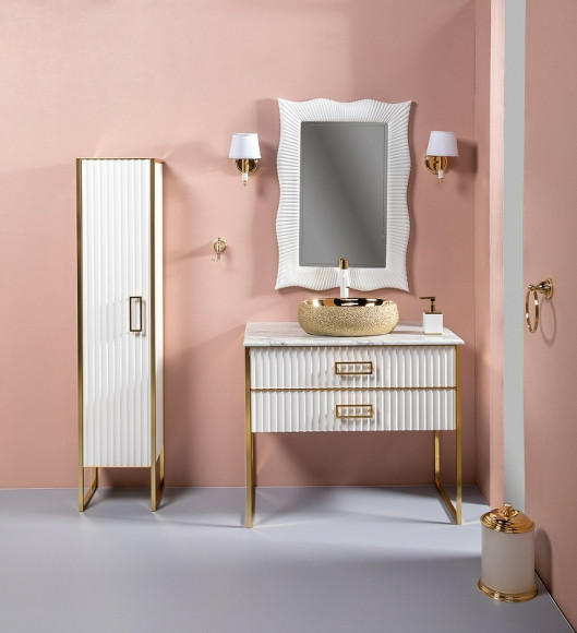 Тумба под раковину Boheme Armadi Art Monaco 80 867-080-WG Белая глянец Золото Тумба под раковину Boheme Armadi Art Monaco 80 867-080-WG Белая глянец Золото