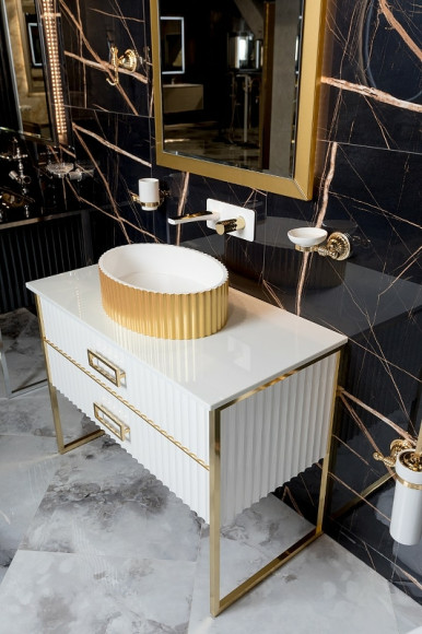 Тумба под раковину Boheme Armadi Art Monaco 80 867-080-WG Белая глянец Золото Тумба под раковину Boheme Armadi Art Monaco 80 867-080-WG Белая глянец Золото