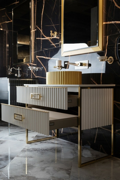 Тумба под раковину Boheme Armadi Art Monaco 80 867-080-WG Белая глянец Золото Тумба под раковину Boheme Armadi Art Monaco 80 867-080-WG Белая глянец Золото