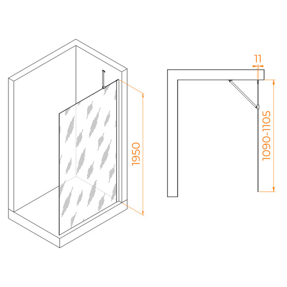 Душевая перегородка RGW Walk In WA-102W 110 351010211-15 профиль Белый стекло прозрачное