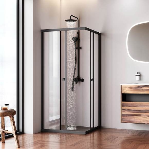 Душевой уголок AM.PM Sunny 90х90 W87G-403-9090-BT профиль Черный матовый стекло прозрачное Душевой уголок AM.PM Sunny 90х90 W87G-403-9090-BT профиль Черный матовый стекло прозрачное
