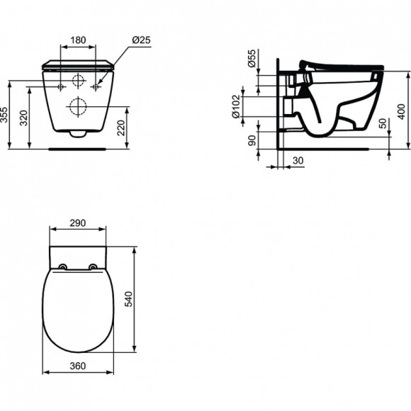 Комплект унитаза с инсталляцией Ideal Standard Connect E211601 с сиденьем Микролифт