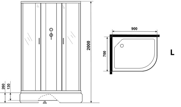 Душевая кабина Niagara Classic 90х70 L NG-33974-14LBK без гидромассажа