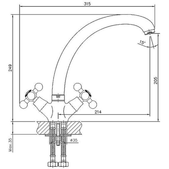 Смеситель для раковины Haiba HB4719-5 Сатин Смеситель для раковины Haiba HB4719-5 Сатин