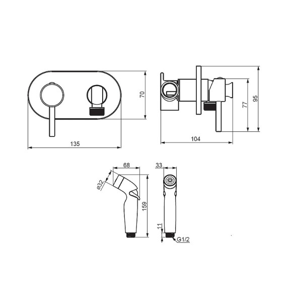 Гигиенический душ со смесителем Damixa Redblu Option 212000000 Хром