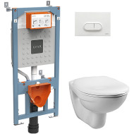 Комплект унитаза с инсталляцией Vitra Normus 9773B003-7201 с сиденьем Микролифт и Белой глянцевой клавишей смыва