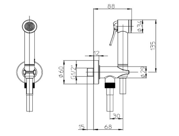 Гигиенический душ Bossini Apice CE4002.073 Черный матовый Гигиенический душ Bossini Apice CE4002.073 Черный матовый