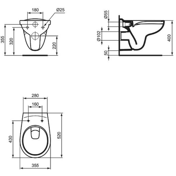 Унитаз Ideal Standard Tirso R034301 подвесной с сиденьем Микролифт