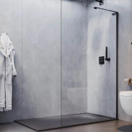 Душевая перегородка Veconi Korato KR-77B 90 KR77B-90-01-C8 профиль Черный матовый стекло прозрачное