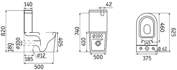 Унитаз компакт CeramaLux 2166MB Черный матовый с бачком и сиденьем Микролифт