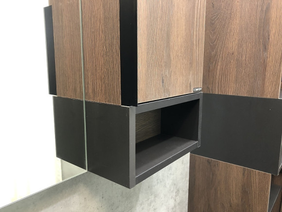 Зеркало со шкафом Comforty Франкфурт 90 00004150529 Дуб шоколадно-коричневый Черное матовое