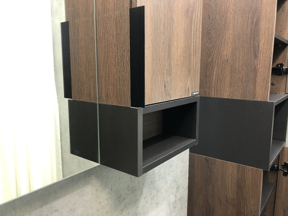 Зеркало со шкафом Comforty Франкфурт 90 00004150529 Дуб шоколадно-коричневый Черное матовое