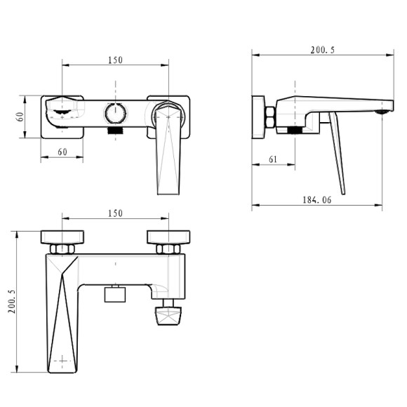 Смеситель для ванны Boheme Venturo 373-W Белый Хром