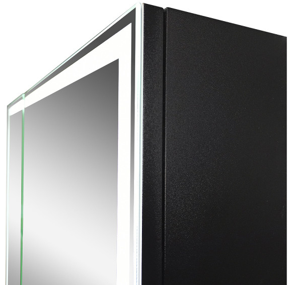 Зеркальный шкаф Континент Mirror Box black Led 80 МВК052 с подсветкой Черный