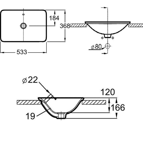 Раковина Jacob Delafon Carillon 53 E96117-0 Белая