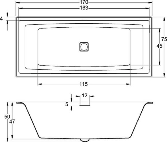 Акриловая ванна Riho Still Square 170x75 B100003005 (BR0200500K00130) LED R без гидромассажа Акриловая ванна Riho Still Square 170x75 B100003005 (BR0200500K00130) LED R без гидромассажа