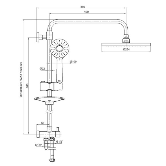 Душевая система E.C.A. Myra 102158030EX Хром Душевая система E.C.A. Myra 102158030EX Хром