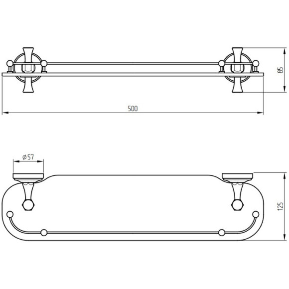 Стеклянная полка Migliore Fortuna 27668 Бронза