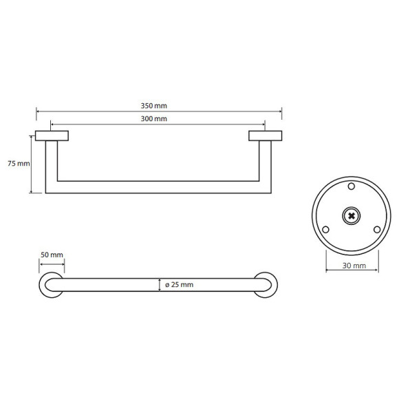 Поручень Bemeta Omega 104307611 Хром Поручень Bemeta Omega 104307611 Хром