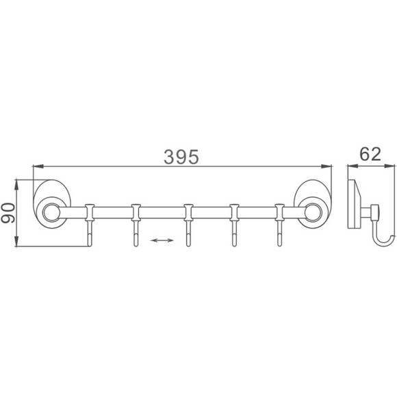 Вешалка для полотенец Haiba HB1615-5 Хром Вешалка для полотенец Haiba HB1615-5 Хром