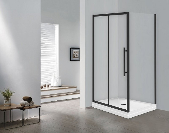 Душевой уголок Esbano Flex 120x80 ESOGF128PSB профиль Черный стекло прозрачное