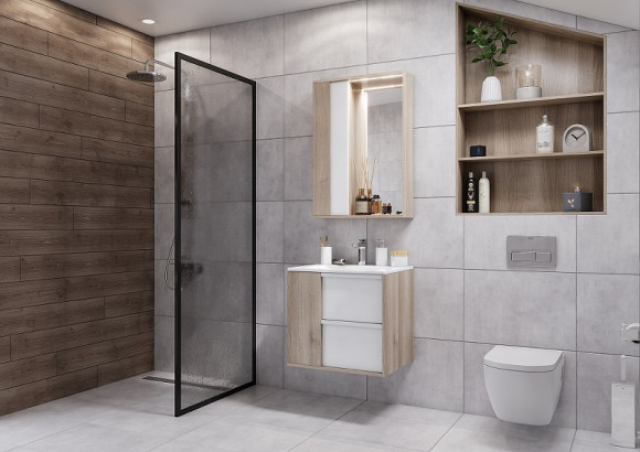 Зеркало со шкафом Aquaton Бостон 60 1A240202BN010 с подсветкой Дуб эврика Белый глянец Зеркало со шкафом Aquaton Бостон 60 1A240202BN010 с подсветкой Дуб эврика Белый глянец