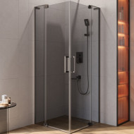 Душевой уголок Cezares Slider 80x80 SLIDER-A-2-70/80-GRIGIO-GM профиль Оружейная сталь стекло серое