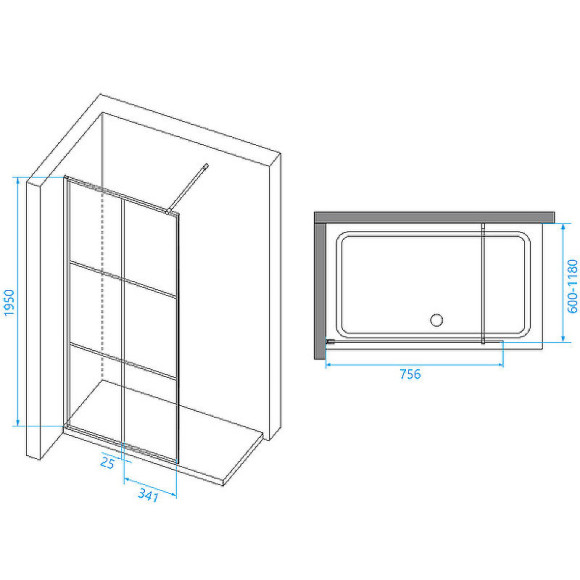 Душевая перегородка RGW Walk In WA-111B 80 411011108-84 профиль Черный стекло прозрачное