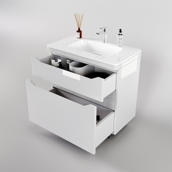 Тумба под раковину Style Line Марелла 80 Люкс Plus СС-00002402 Белый глянец антискрейтч