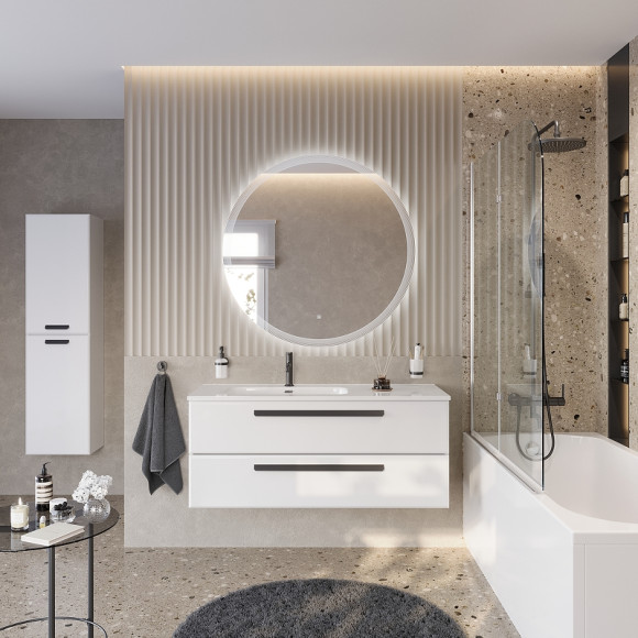 Тумба под раковину Cezares Eco-Cer-N 120 L ECO-CER-N-1200-2C-SO-BL-L подвесная Bianco Lucido без ручек