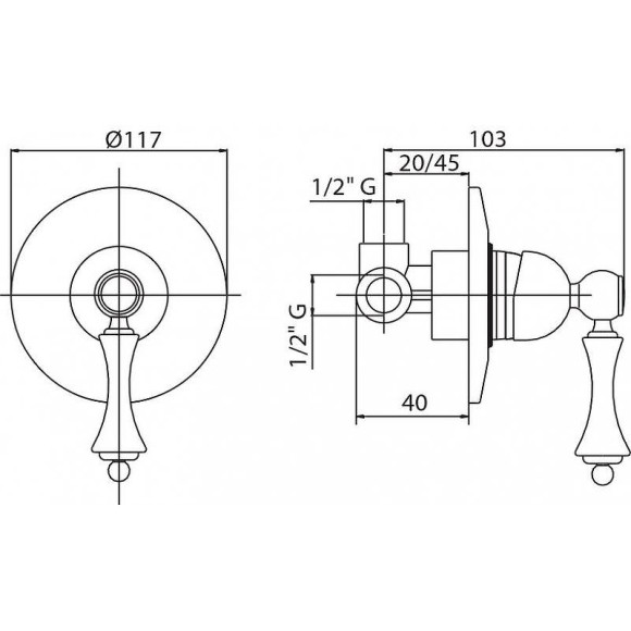 Смеситель для душа Cezares Margot MARGOT-DIM-03/24-M Золото 24 карата