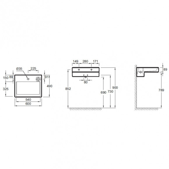 Раковина Jacob Delafon Terrace 60 EXE112-00 без подсветки Раковина Jacob Delafon Terrace 60 EXE112-00 без подсветки