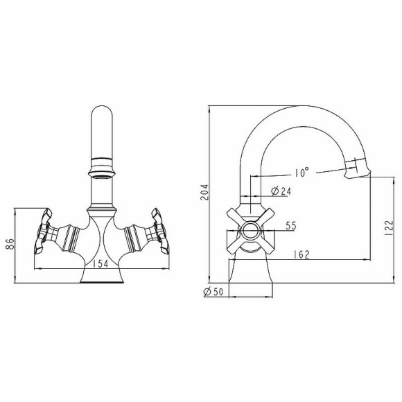 Смеситель для раковины Kaiser Carlson Lux 11211 Хром Смеситель для раковины Kaiser Carlson Lux 11211 Хром