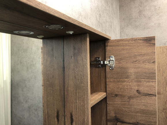 Зеркало со шкафом Comforty Марио 75 00-00004159 с подсветкой Дуб темный