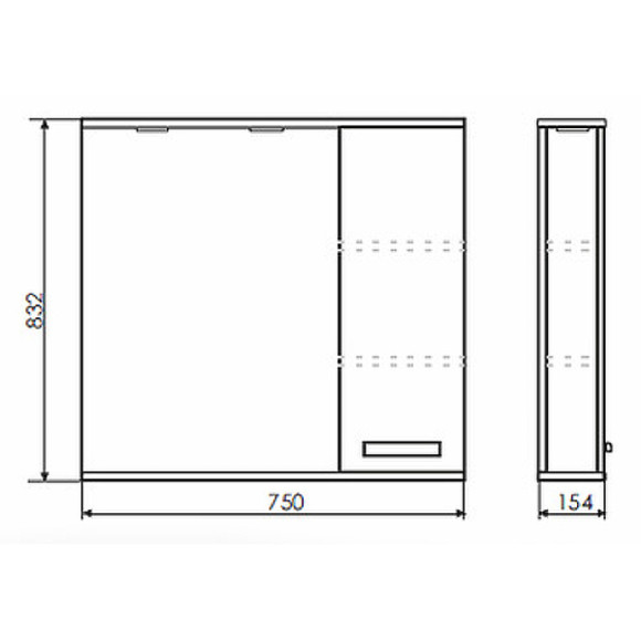 Зеркало со шкафом Comforty Марио 75 00-00004159 с подсветкой Дуб темный