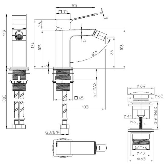 Смеситель для биде Bossini Aki Z00708.094 Никель шлифованный Смеситель для биде Bossini Aki Z00708.094 Никель шлифованный